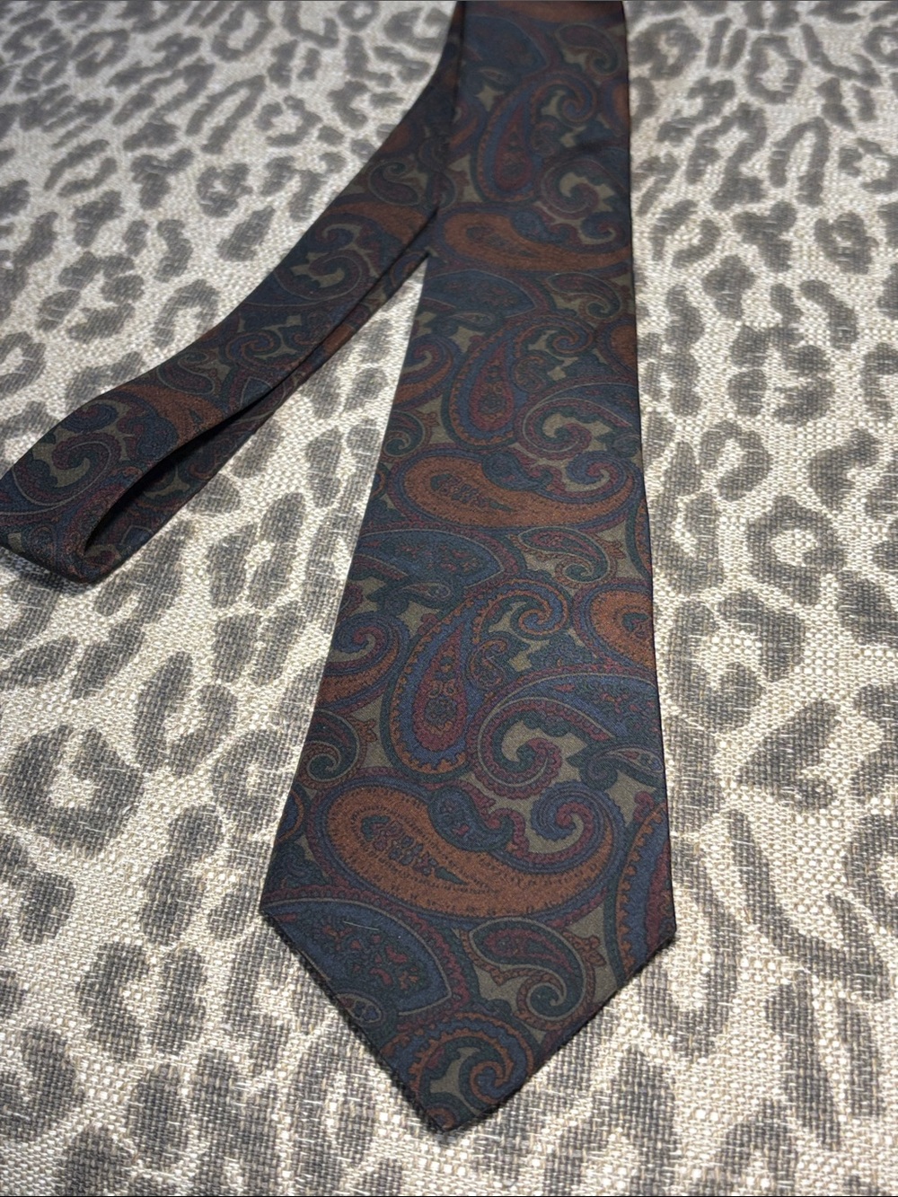 Anthony Mouley tie dark colored muted paisley thin modern stylish neck tie - Picture 2 of 10